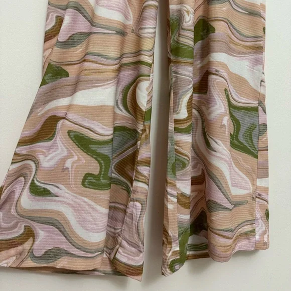 Lush Brown and Green Swirl Print Halter Open Back Jumpsuit in Strawberry Matcha - Picture 6 of 16